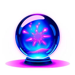 A vibrant vector graphic of a crystal ball with a bold blue color, accentuated by striking neon pink highlights