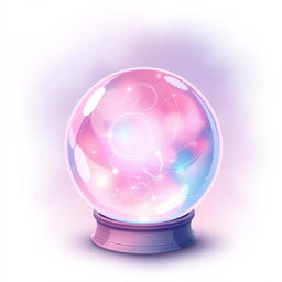 An enchanting crystal ball illustration featuring soft, luminous shades of pink and blue