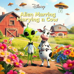 A Disney-style movie poster titled "Alien Marrying a Cow"