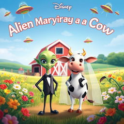 A Disney-style movie poster titled "Alien Marrying a Cow"