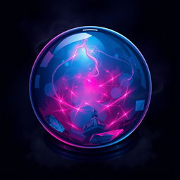 A captivating crystal ball illustration featuring rich blue and dark pink hues