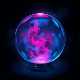 A captivating crystal ball illustration featuring rich blue and dark pink hues