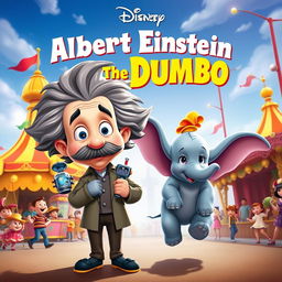 A Disney-style movie poster titled "Albert Einstein vs The Dumbo"