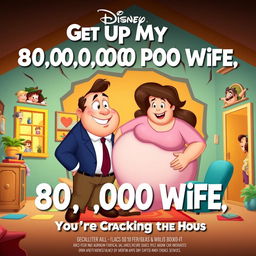 A Disney-style movie poster titled "Get Up My 80,000,000 Pound Wife, You're Cracking the Whole House"