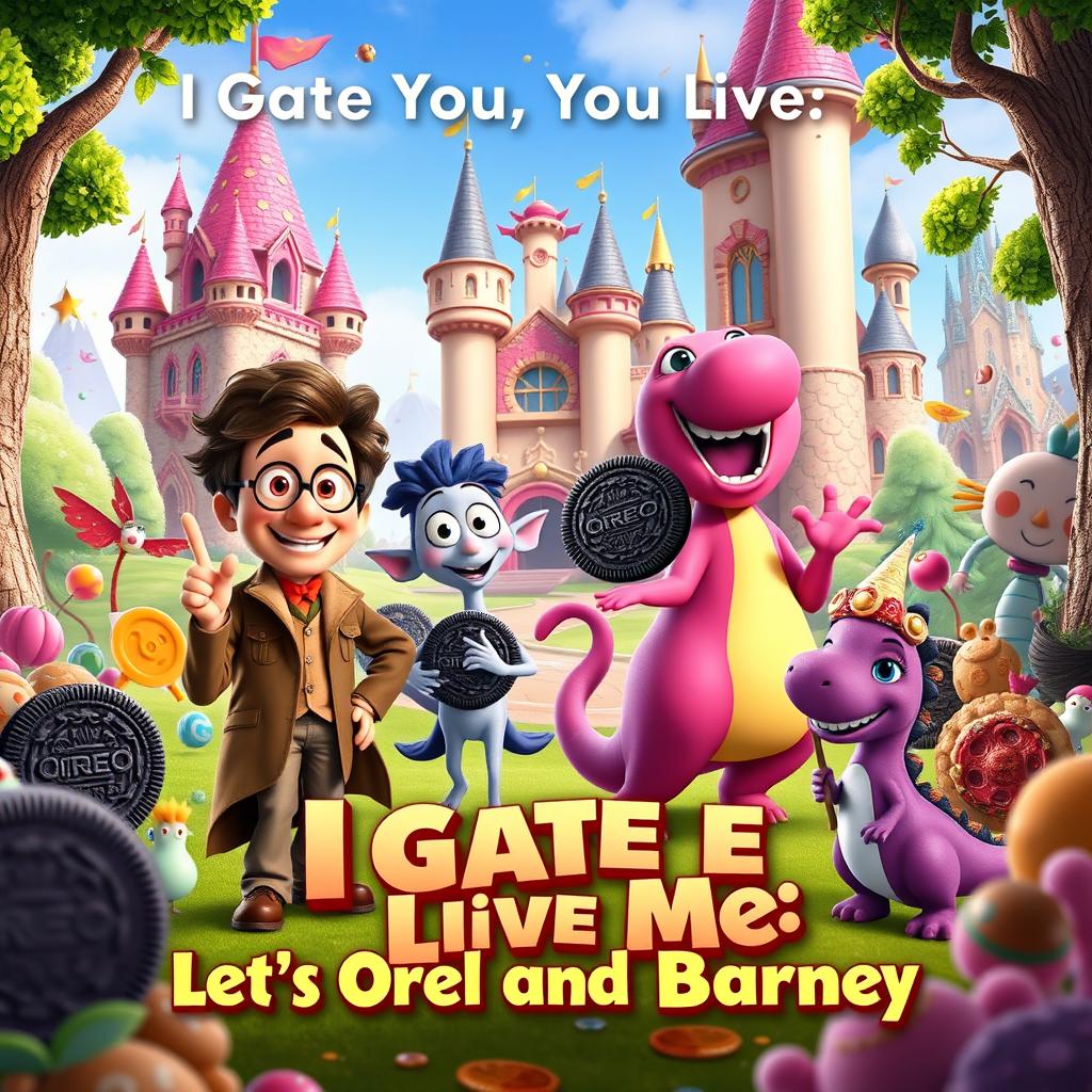 A Disney-style movie poster titled "I Gate You, You Live Me: Let's Go Kill the Oreo and Barney"