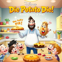 A Disney-style movie poster titled "Die Potato Die: I Baked You a Pie! Oh Boy, Flavor Pie! Pie Pie! Dad, I'm Hungry - Hi Hungry, I'm Dad"