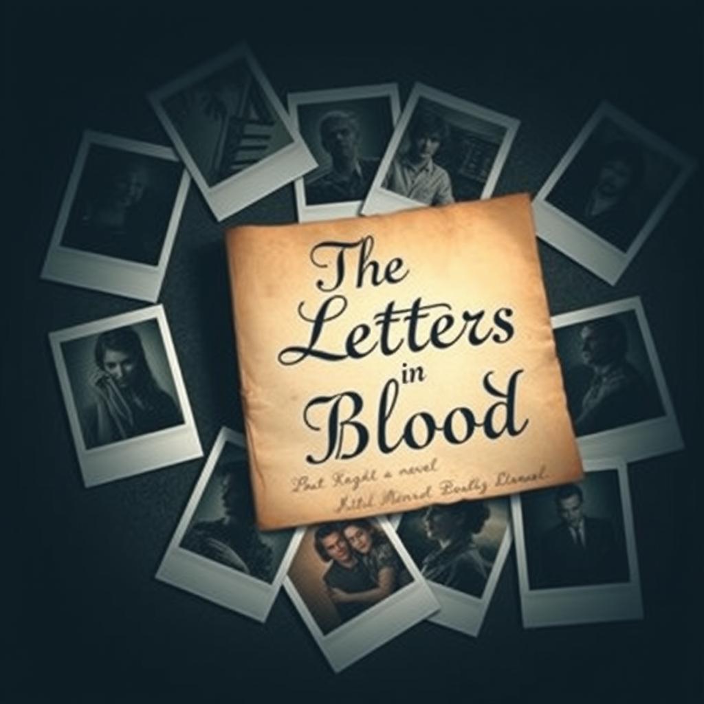 A captivating book cover for a mystery novel titled "The Letters In Blood"