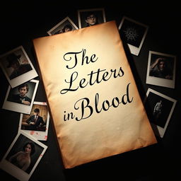 A captivating book cover for a mystery novel titled "The Letters In Blood"