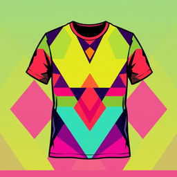 A creative and trendy t-shirt design featuring a unique graphical pattern that combines abstract geometric shapes with vibrant colors