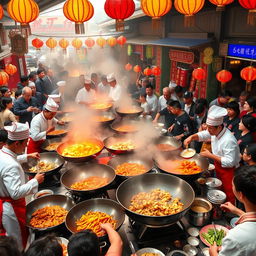 A massive cooking contest in China, showcasing a vibrant and bustling atmosphere