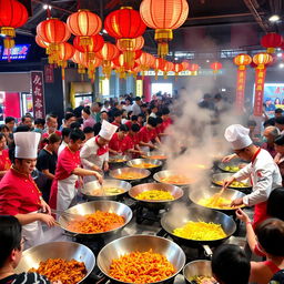 A massive cooking contest in China, showcasing a vibrant and bustling atmosphere