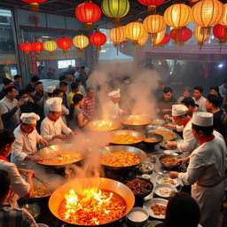 A massive cooking contest in China, showcasing a vibrant and bustling atmosphere