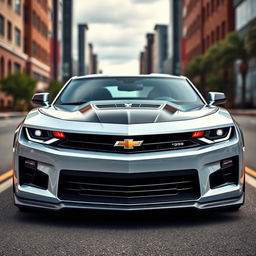 A Chevrolet Camaro displayed in a vibrant and lively manner, capturing the essence of speed and performance