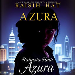 A captivating novel cover featuring the silhouette of Jakarta's skyline at night, with dazzling city lights and skyscrapers in the background