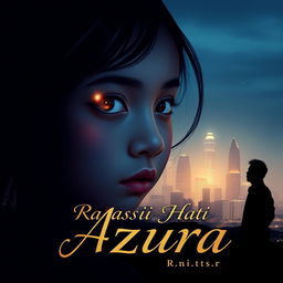 A novel cover with dimensions 640x736 pixels featuring the silhouette of Jakarta's skyline at night, showcasing skyscrapers and glimmering city lights as the background