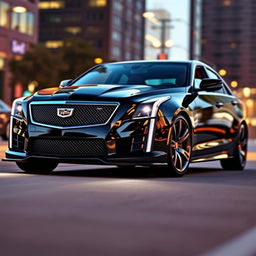 A digitally enhanced image of a Cadillac CTS-V, showcasing its powerful and sleek design