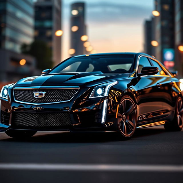 A digitally enhanced image of a Cadillac CTS-V, showcasing its powerful and sleek design