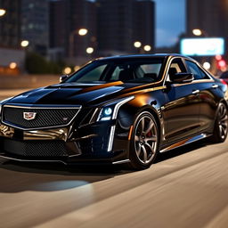 A digitally enhanced image of a Cadillac CTS-V, showcasing its powerful and sleek design