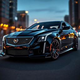 A digitally enhanced image of a Cadillac CTS-V, showcasing its powerful and sleek design