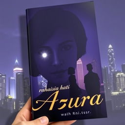 A book cover featuring the silhouette of Jakarta city at night with skyscrapers and glimmering city lights as the background