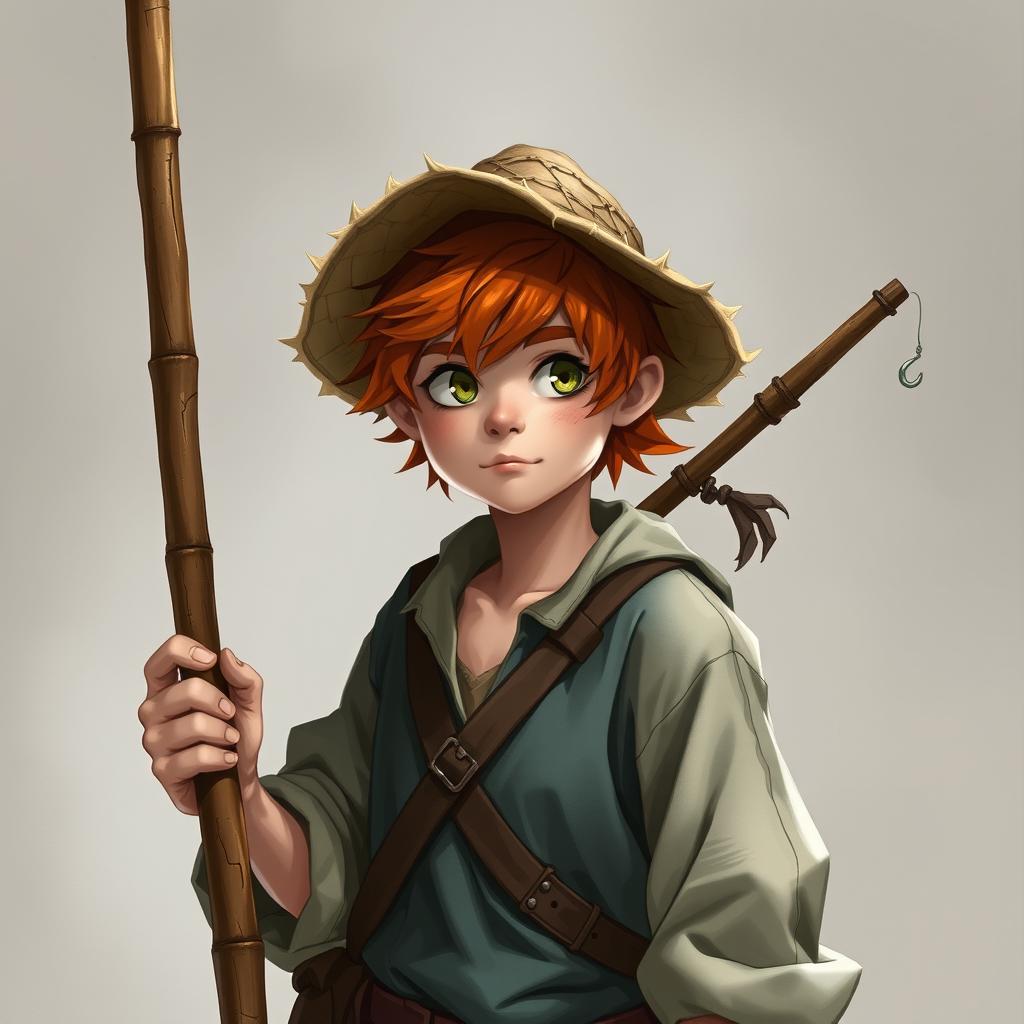 A scrappy, mischievous 18-year-old human character from DND western fantasy