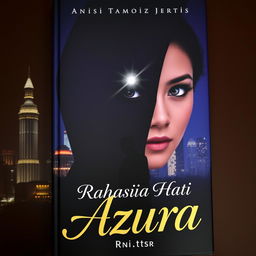 A book cover featuring the silhouette of Jakarta city at night with skyscrapers and glittering city lights as the background