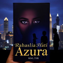 A book cover featuring the silhouette of Jakarta city at night with skyscrapers and glittering city lights as the background