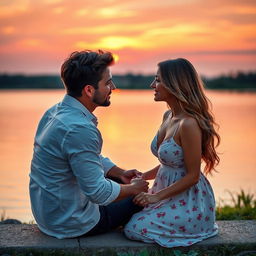 A romantic and intimate scene between a loving couple