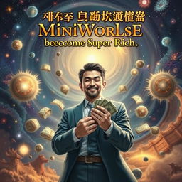 An eastern fantasy book cover featuring a man surrounded by multiple galaxies