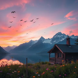 A scenic view of the Swiss Alps during sunrise, with the first light of the sun illuminating the snow-capped peaks