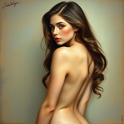 Artistic representation of a beautiful girl posing gracefully, inspired by classical art