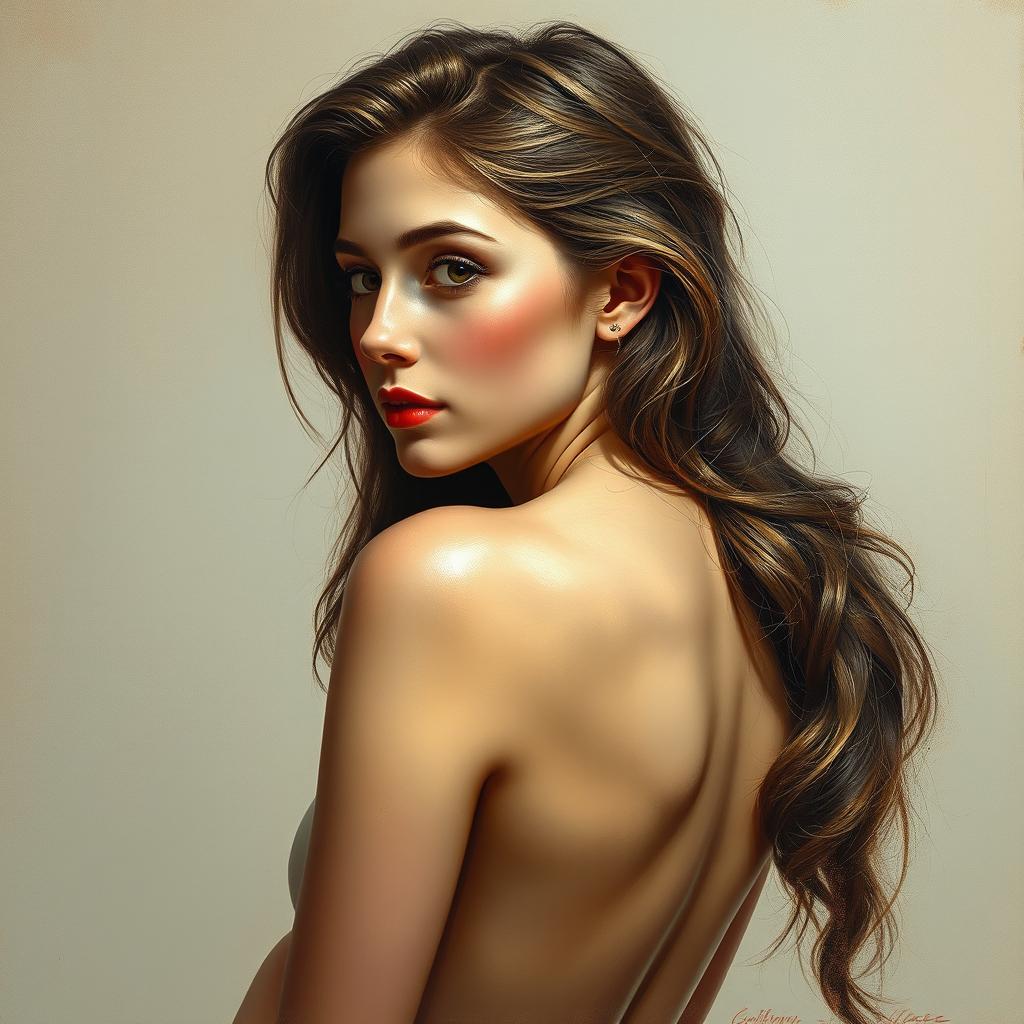 Artistic representation of a beautiful girl posing gracefully, inspired by classical art