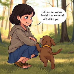 In a heartfelt reunion scene, 12-year-old Lili with dark hair calls out to her puppy