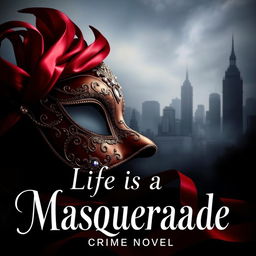 A captivating crime novel book cover featuring the title "Life is a Masquerade"