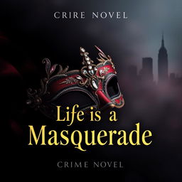 A captivating crime novel book cover featuring the title "Life is a Masquerade"