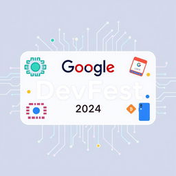 A rectangular swag design featuring the text 'Google DevFest 2024' and 'Almaty'