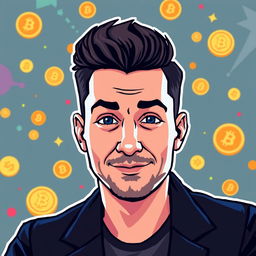 Pixel art depiction of Pavel Durov in the style of meme coin logos, capturing his enigmatic personality and innovative spirit