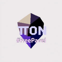 Pixel art representation of the TON blockchain logo with the text "#FreePavel" integrated within the design