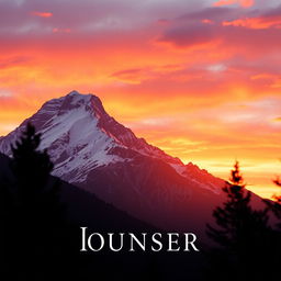 A captivating book cover featuring a majestic mountain with a breathtaking sunset in the background