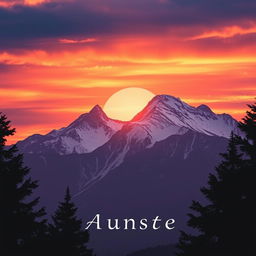 A captivating book cover featuring a majestic mountain with a breathtaking sunset in the background