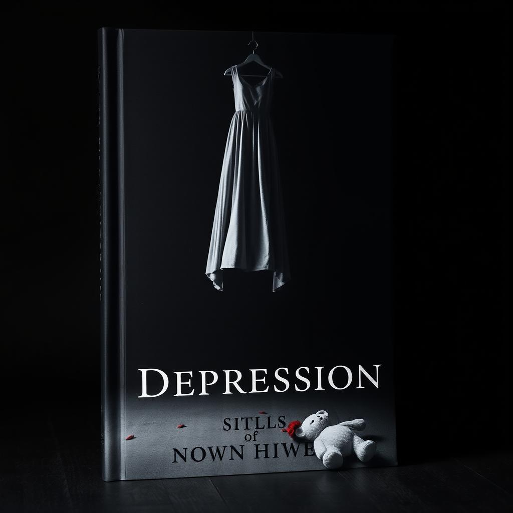 A dark, haunting book cover featuring a black and white image of a hanging figure in a flowing dress, slightly touching the floor