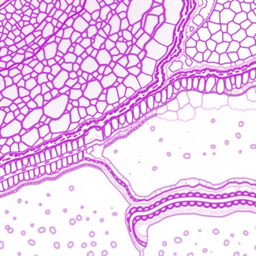 Create a histology book cover titled 'Le Stratifié' with a palette of purple and white shades