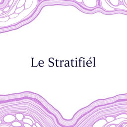 Design a histology book cover titled 'Le Stratifié' using a simple and easy-to-read layout, with shades of purple and white