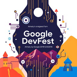 A modern swag design featuring the text 'Google DevFest'