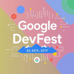 A modern swag design featuring the text 'Google DevFest'