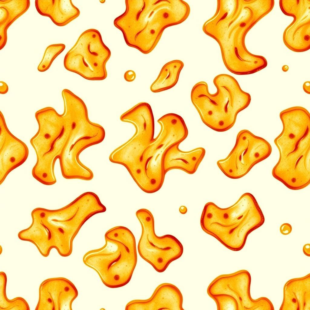 A vibrant and artistic pattern featuring the unique texture of tempeh chips