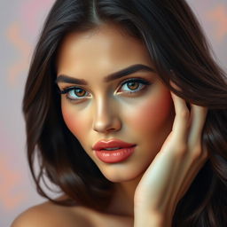 A vibrant portrait capturing the essence and elegance of a brunette woman