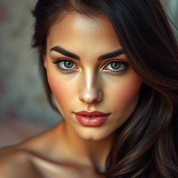 A vibrant portrait capturing the essence and elegance of a brunette woman