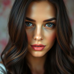 A vibrant portrait capturing the essence and elegance of a brunette woman