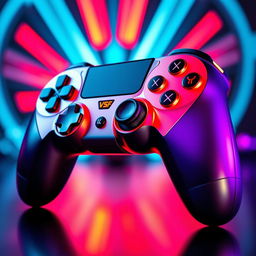 A stunningly designed gaming controller with a sleek, ergonomic shape and vibrant colors